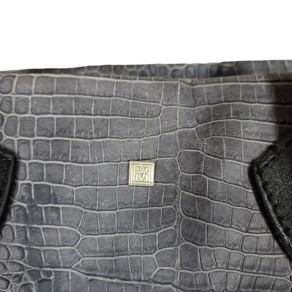 Pour La Victoire Maison Croc Embossed Tote Bag Brick Red Black Suede Leather - Picture 11 of 16